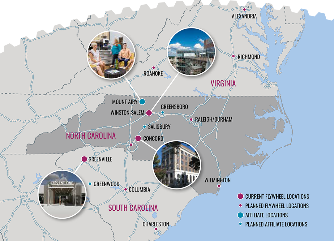 Flywheel affiliate location map